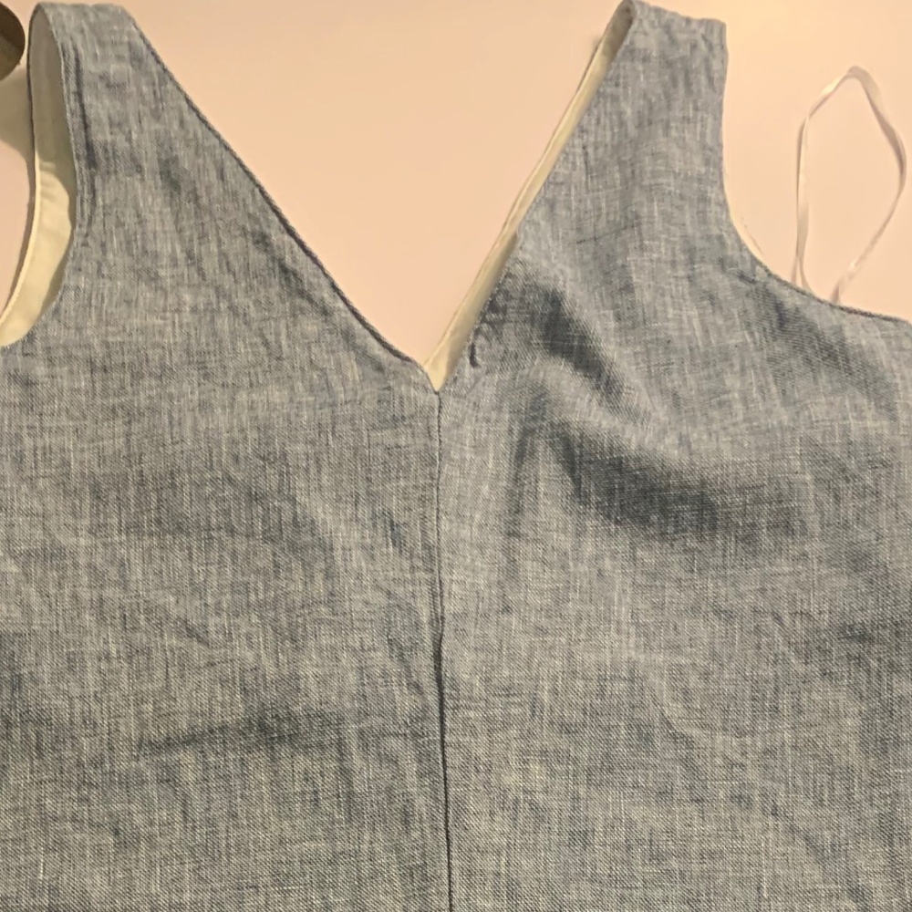 MNG Chambray V-Neck Shift Dress - Small